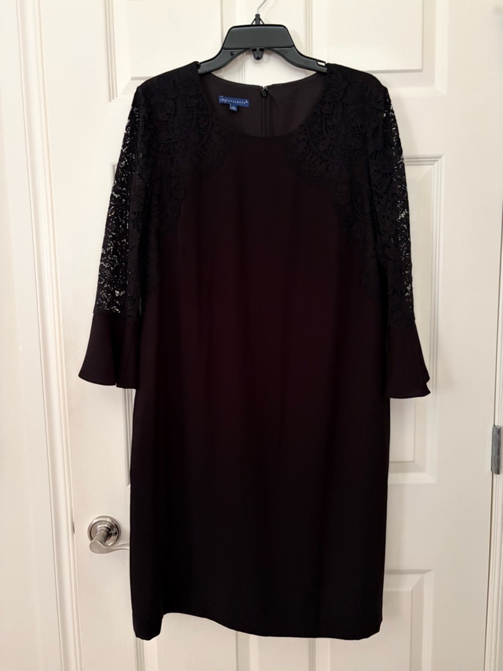 Talbots Black Lace-Detail Long Sleeve Shift Dress